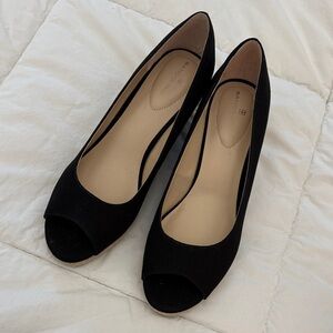 Bandolino Black Peep Toe Espadrille Wedges 10M